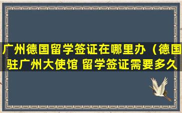广州德国留学签证在哪里办（德国驻广州大使馆 留学签证需要多久）